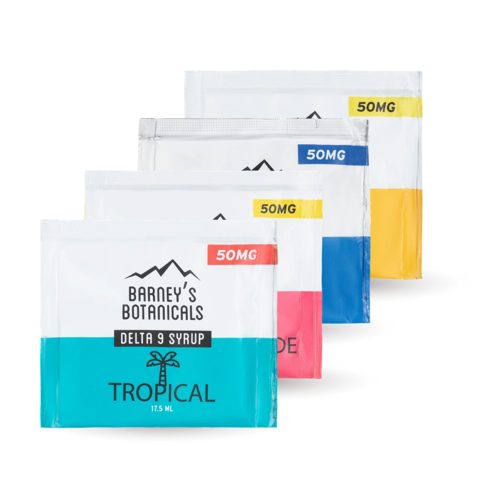 Barney's Botanicals Delta 9 Syrup packets from the Delta 9 Rapid Shot Pack Bundle