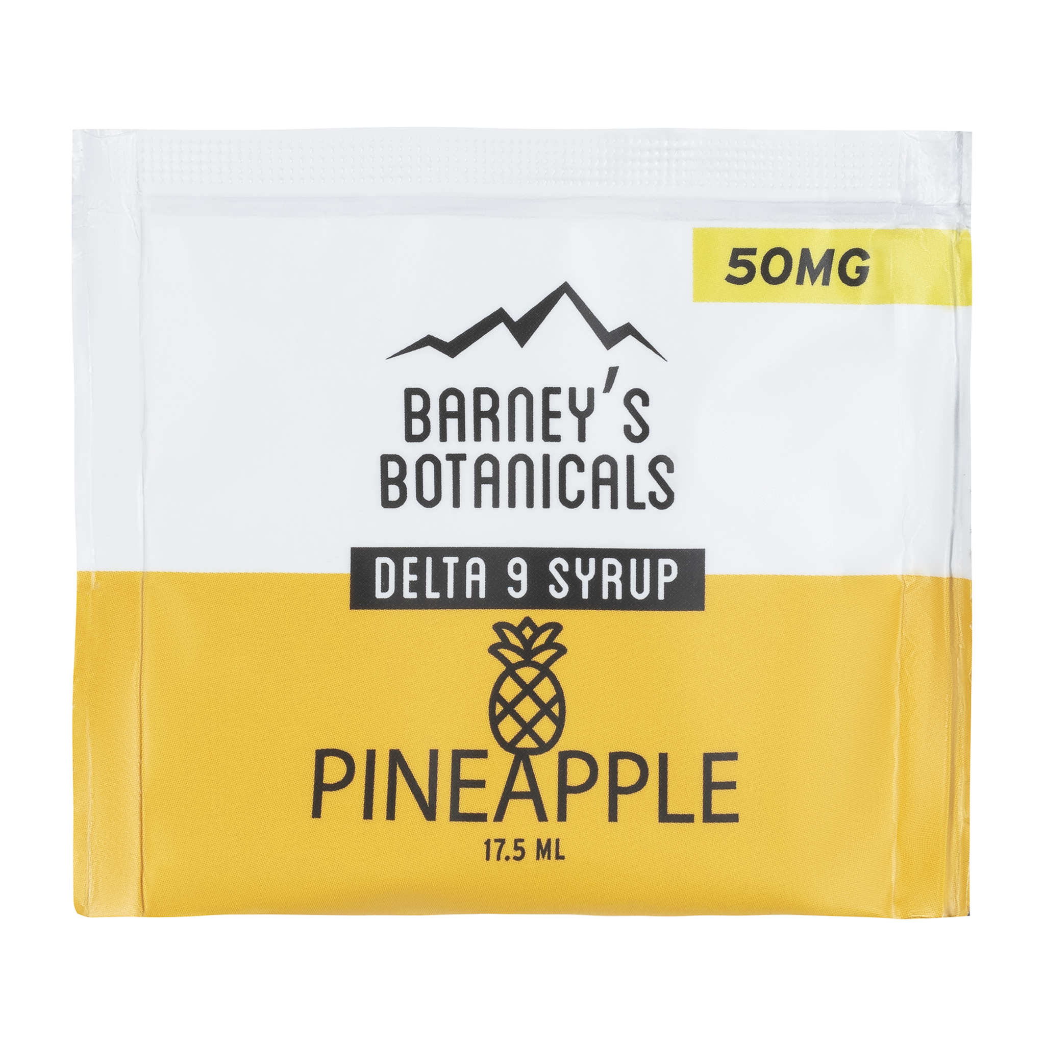 Barney's Botanicals 50mg Delta 9 THC Shot in Pineapple Flavor - Packet Shown