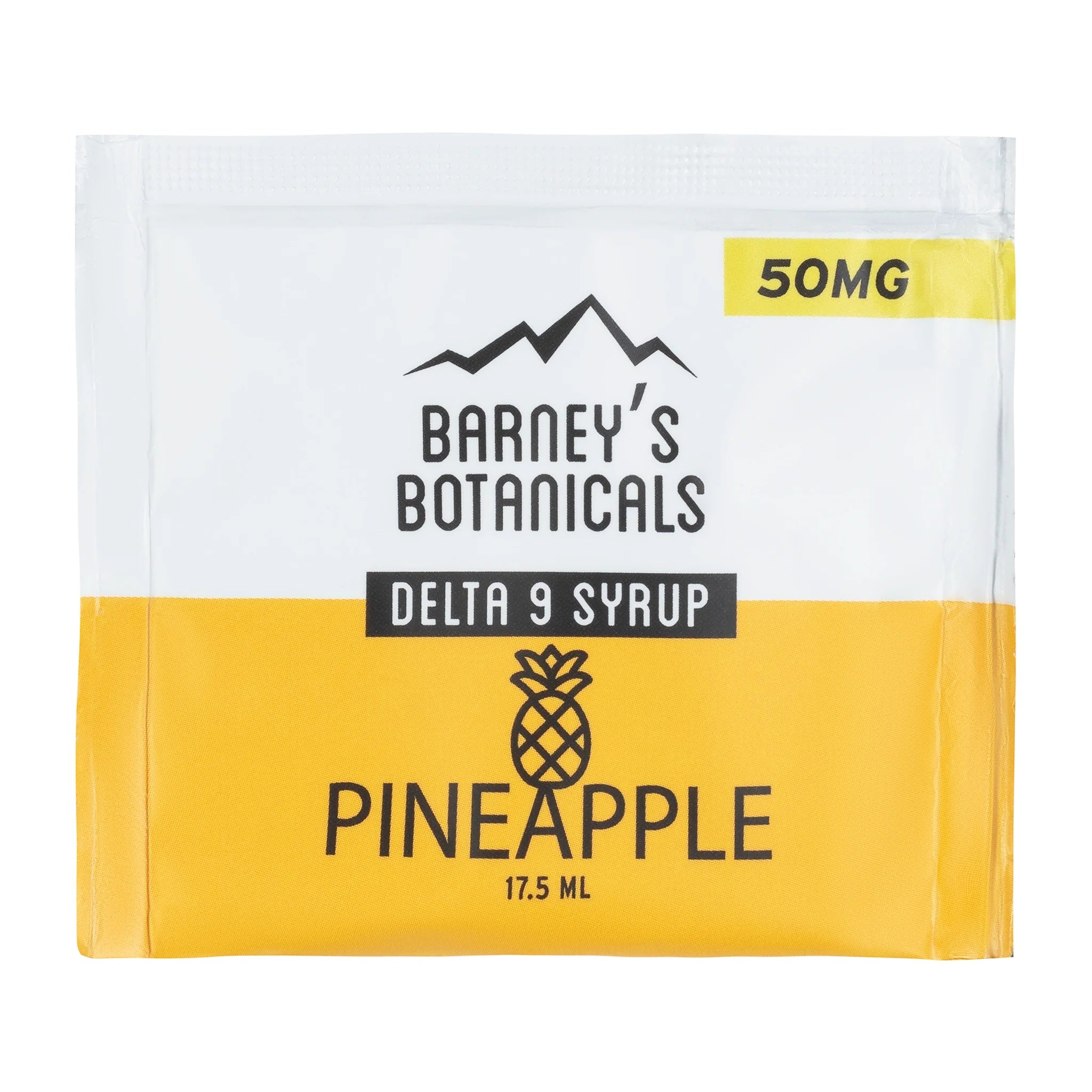 Barney's Botanicals 50mg Delta 9 THC Shot in Pineapple Flavor - Single Packet Shown