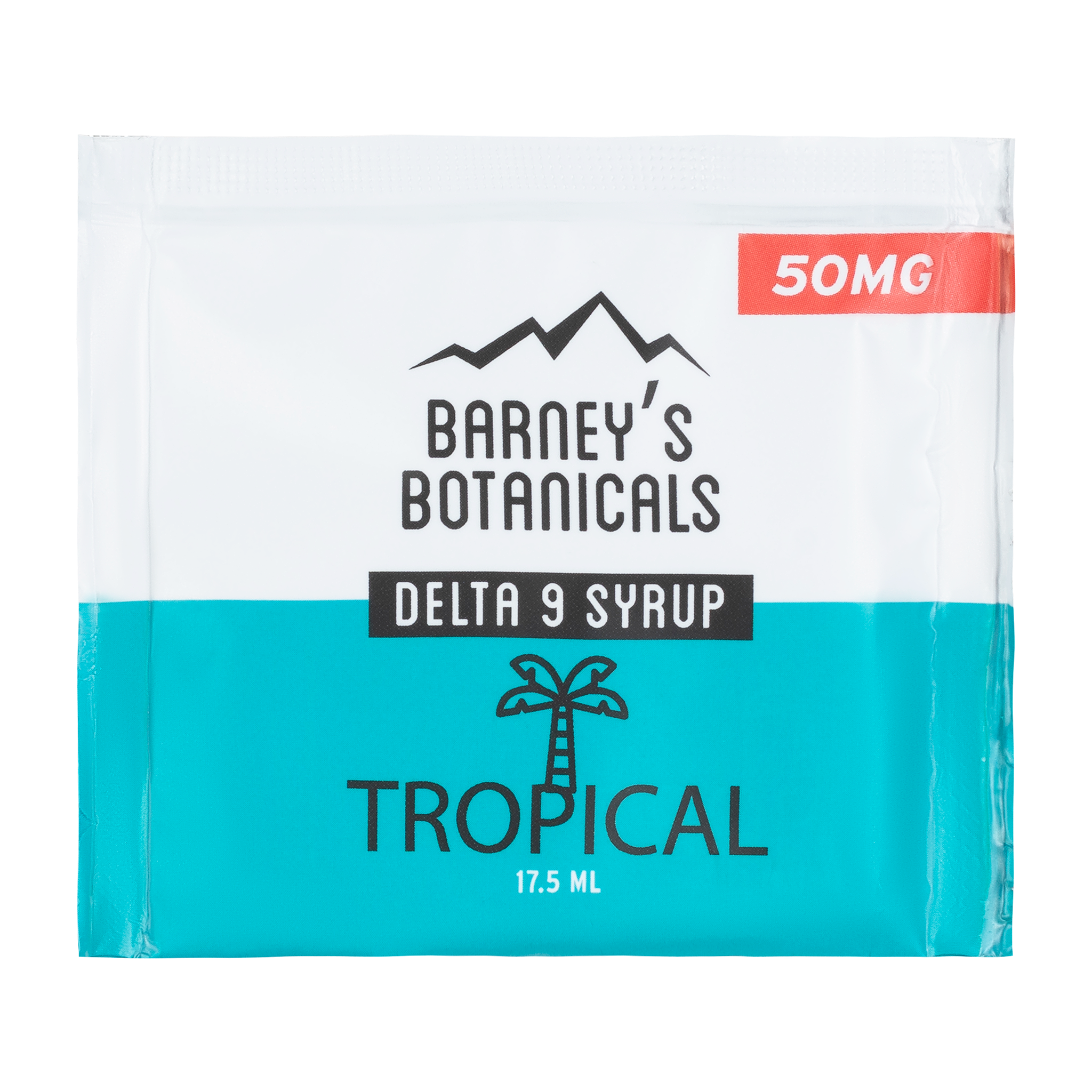 Barney's Botanicals 50mg Delta 9 THC Shot in Tropical Flavor - Single Packet Shown