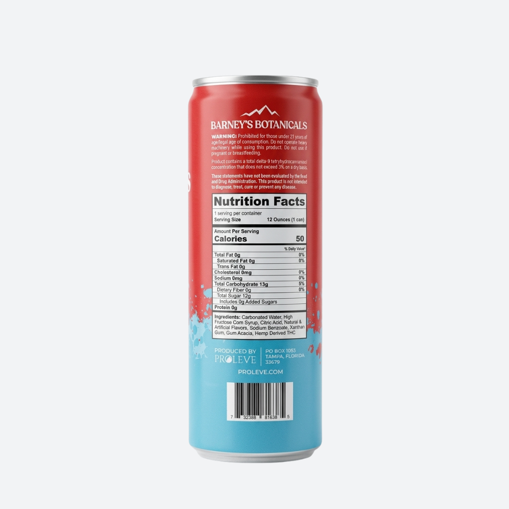 Barney's Botanicals Delta 9 THC Seltzer Can Ingredientes