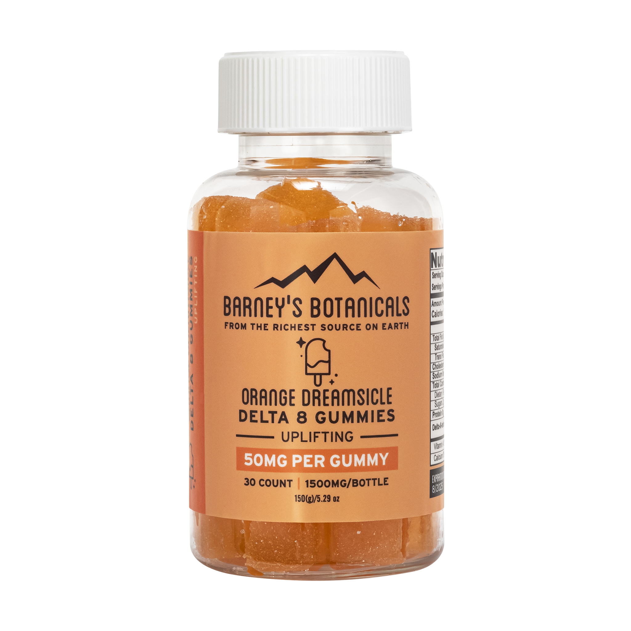 Barney's Botanicals 50mg Delta 8 THC Gummies in Orange Dreamsicle - 30 Count Bottle