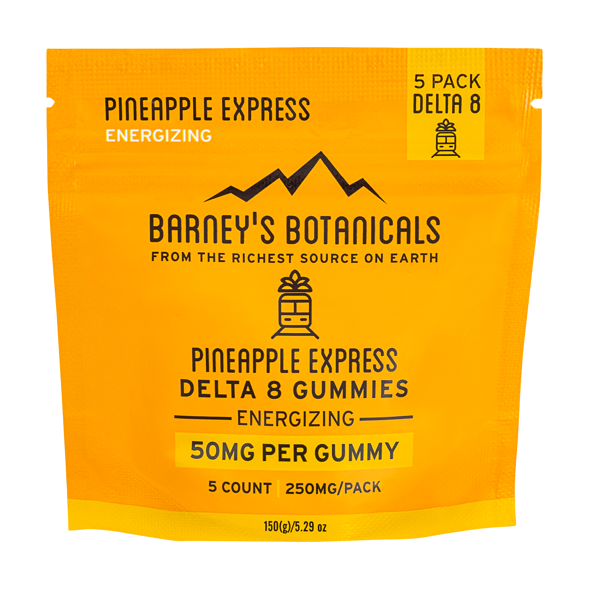 Barney's Botanicals 50mg Delta 8 THC Gummies in Pineapple Express- 5 Pack