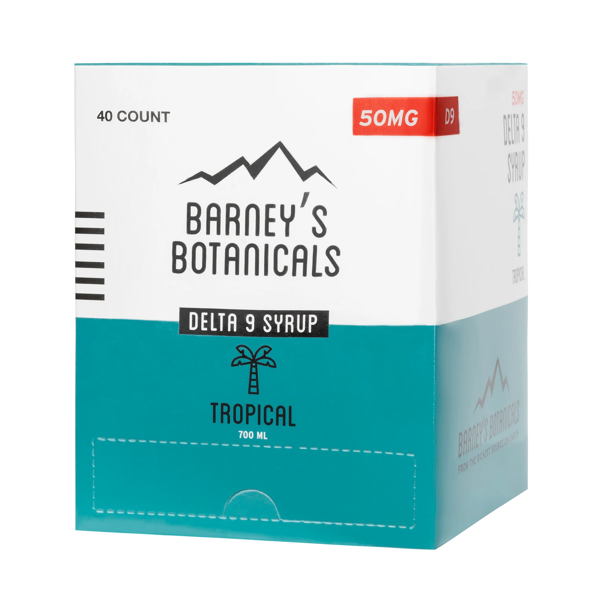 40 count box of Barney's Botanicals Delta 9 THC syrup packets in Tropical flavor