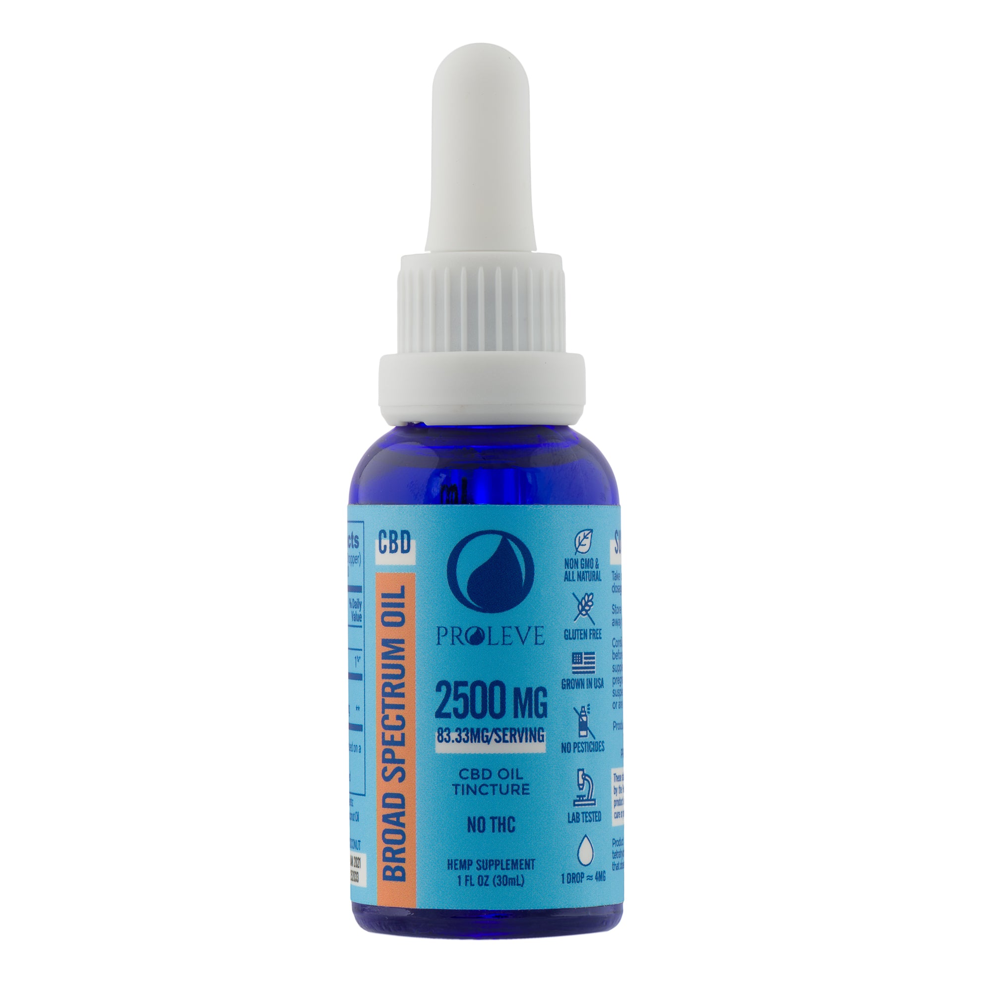 Proleve 2500mg CBD Broad Spectrum Tincture Bottle